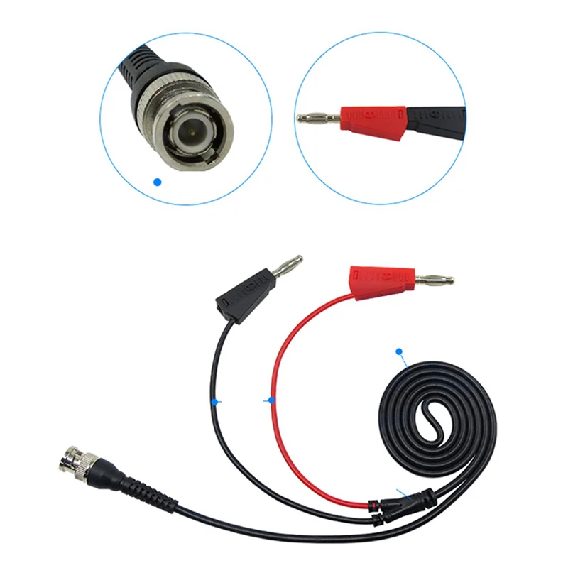 

ABKN-4X P1009 BNC To Dual 4MM Stackable Banana Plug Test Lead Probe BNC Cable For Oscilloscope Signal Generator 120CM