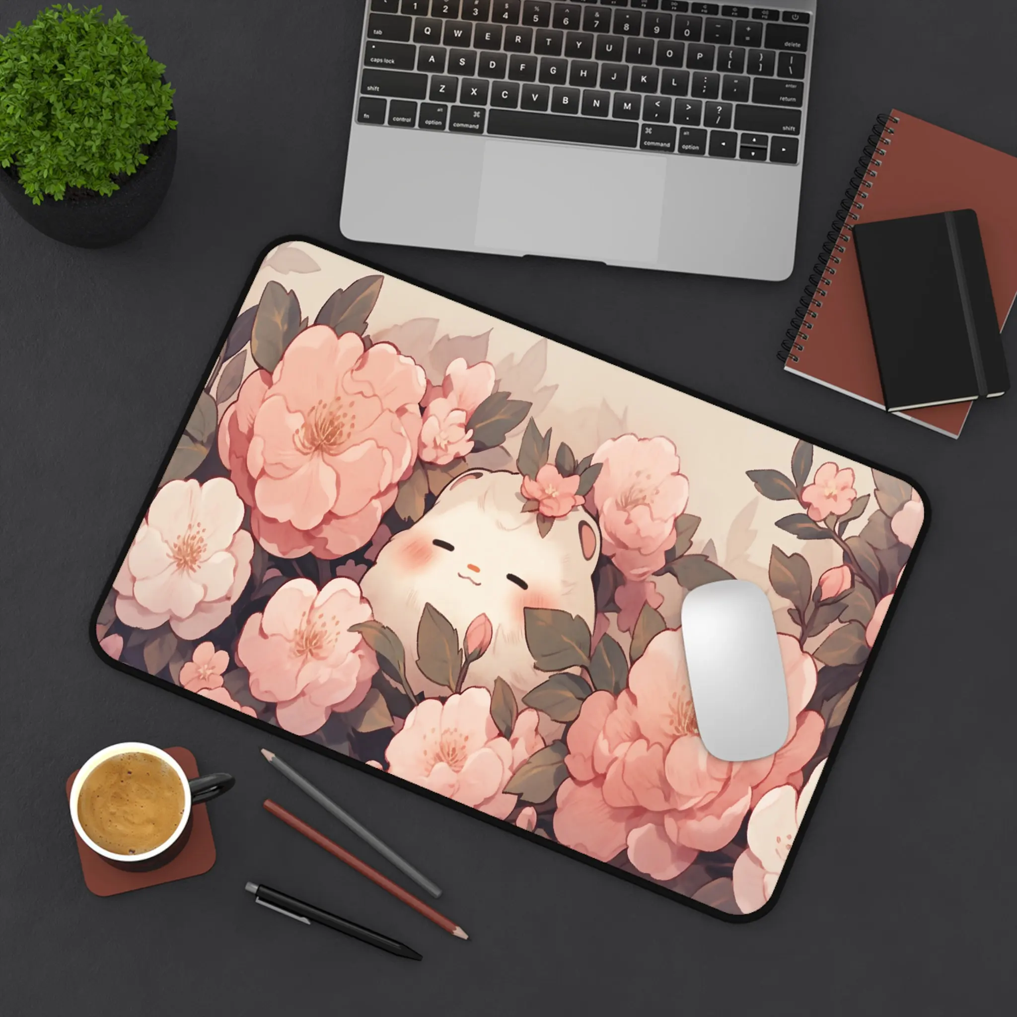 

Beautiful Table Mat, Animal Mouse Pad, Cute Kawaii Pink Peony Table Mat, Cute Flower Table Mat, Cute Desktop Accessories
