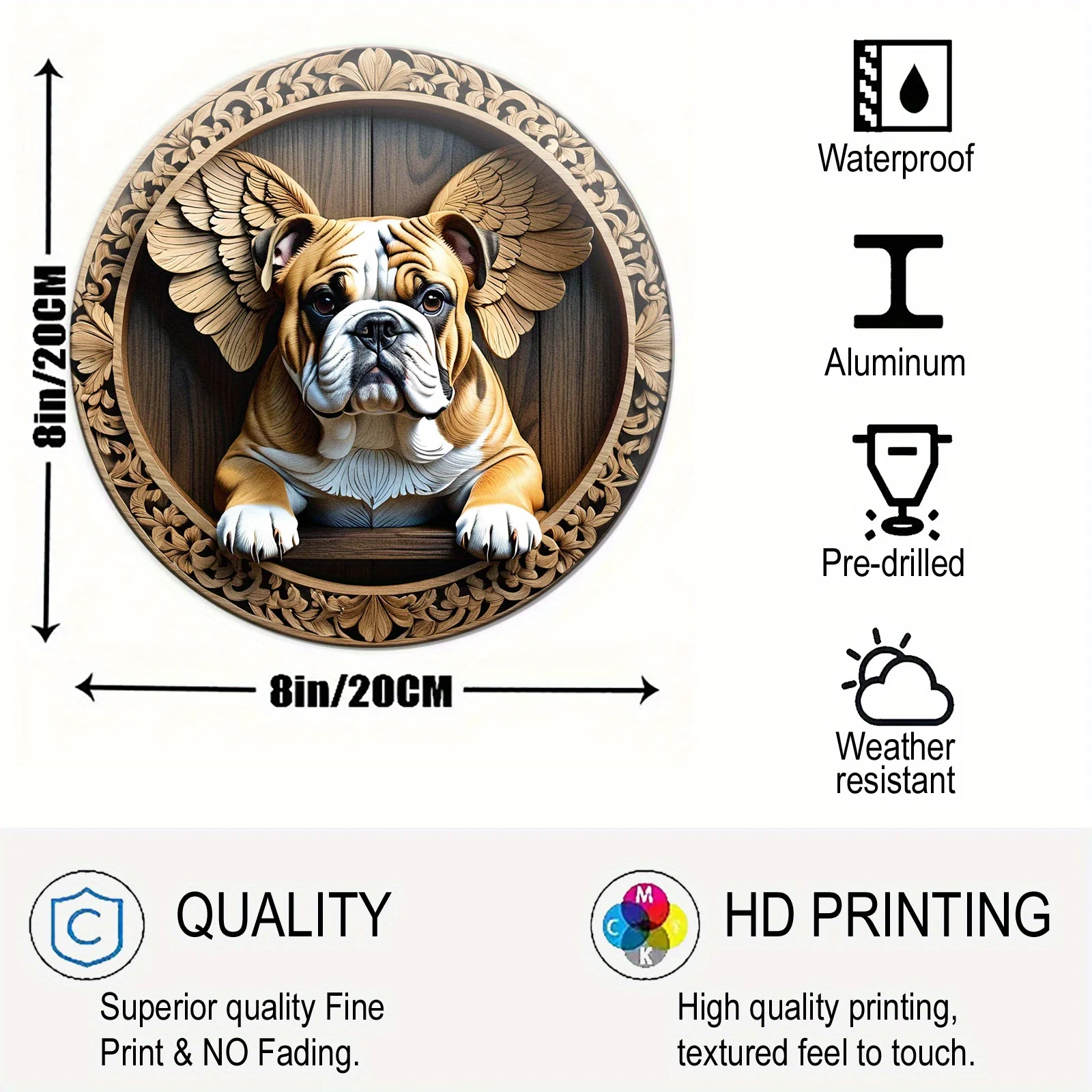 Bulldog Cute Dog Sign Suitable For Home Room Cafe Bedroom Bar Living Garage Wall Decoration Fashion Art Aesthetic Holiday Gift