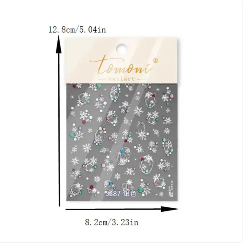 Charming Holiday Polka Dot Snowflake Nail Decals Female Nail Printing Raised Stickers Yuletide Nail Ornaments