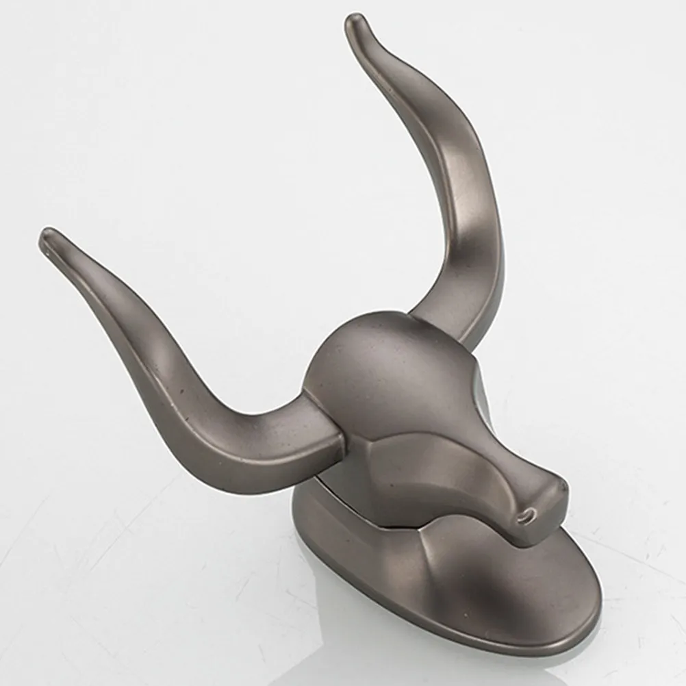 2Pcs Space Aluminum Cow Head Wall Hooks Vintage Animal Head Hook for Bathroom Living Room Nursery No Drill Installation Rustic