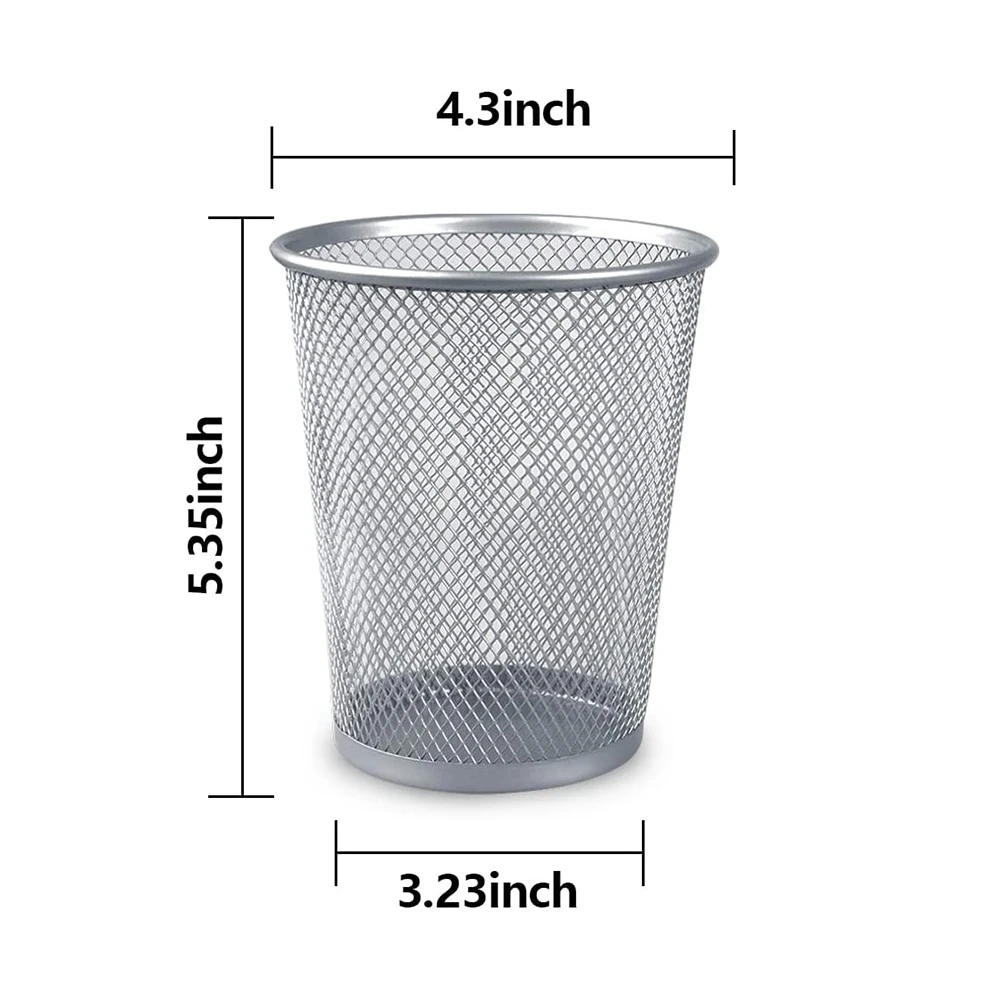 Portamatite da 5.4 pollici x 4.35 pollici per scrivania confezione da 6 tazze portapenne in metallo a rete grande (argento)