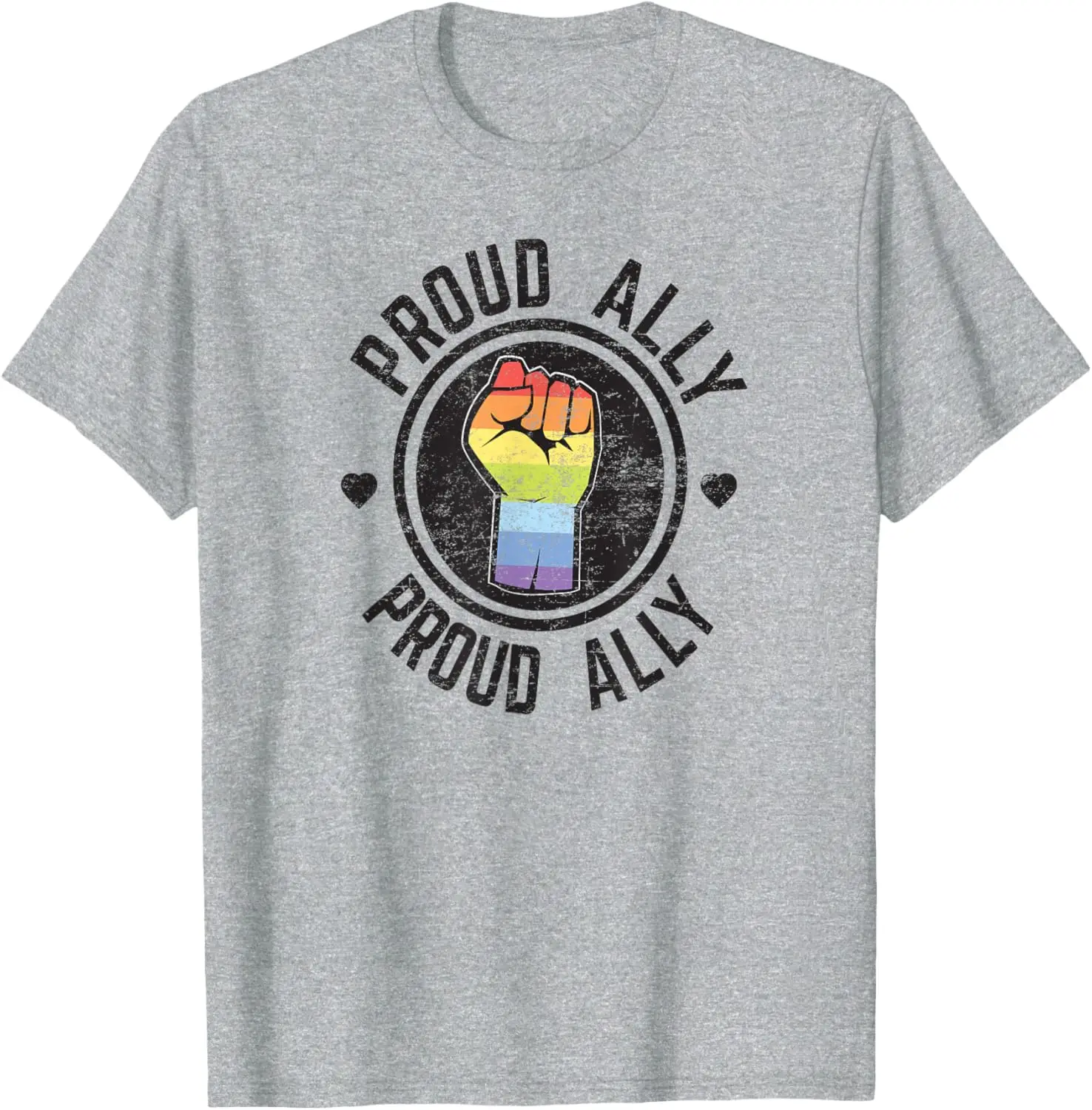 Proud Ally LGBT Gay Pride Parade Retro Gift T-Shirt for Men Women Teens Travel Parade Short Sleeve