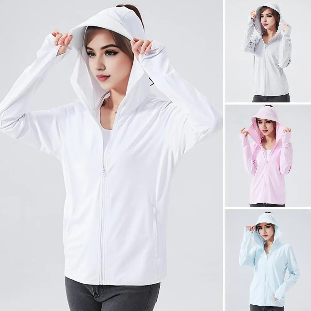 

Ice Silk Sun Jacket Stylish Women's Sun Protection Coat with Brim Hood Long Sleeve Design Uv Protection Slim Fit for Ultimate