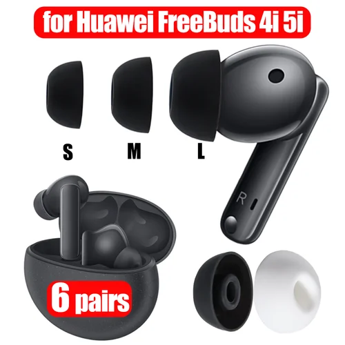 1-6 pares de orejeras de silicona suave para Huawei FreeBuds 4i 5i, auriculares de repuesto con aislamiento de ruido, tapones protectores para los oídos