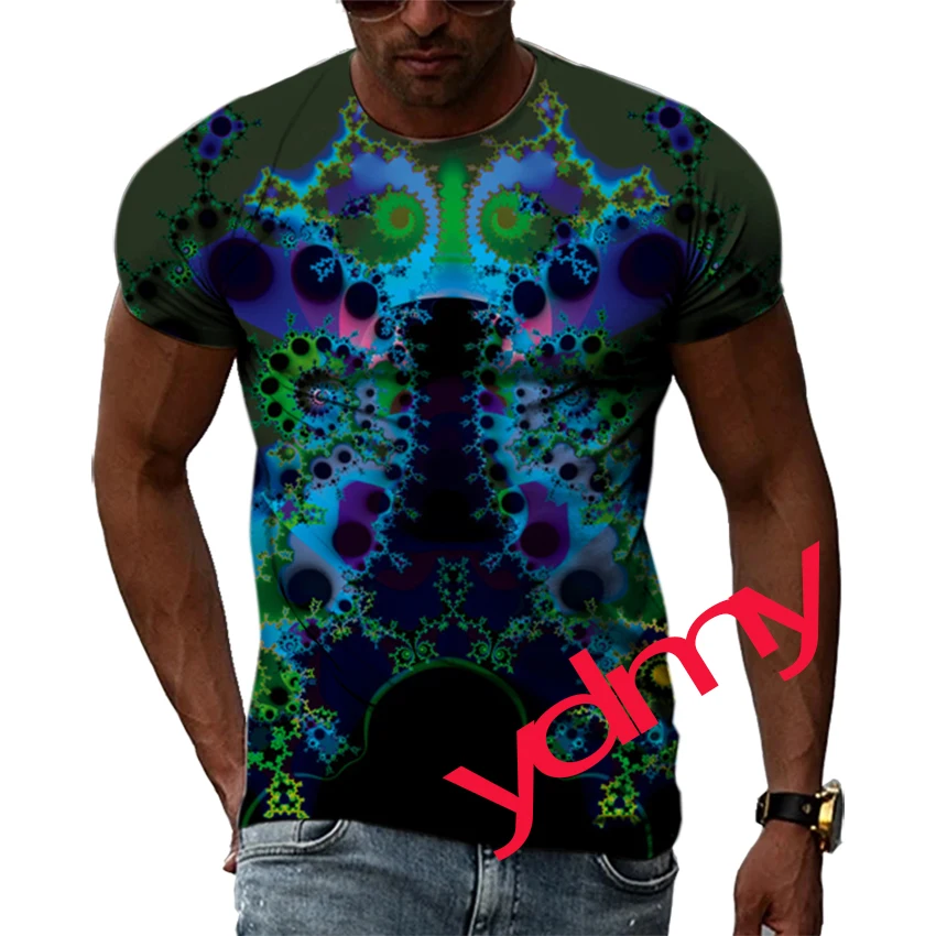 

New Summer Trend Fashion Abstract Color Graphic Men T-shirts 3D Print Hip Hop Tees Personality Round Neck Short Sleeve Tops