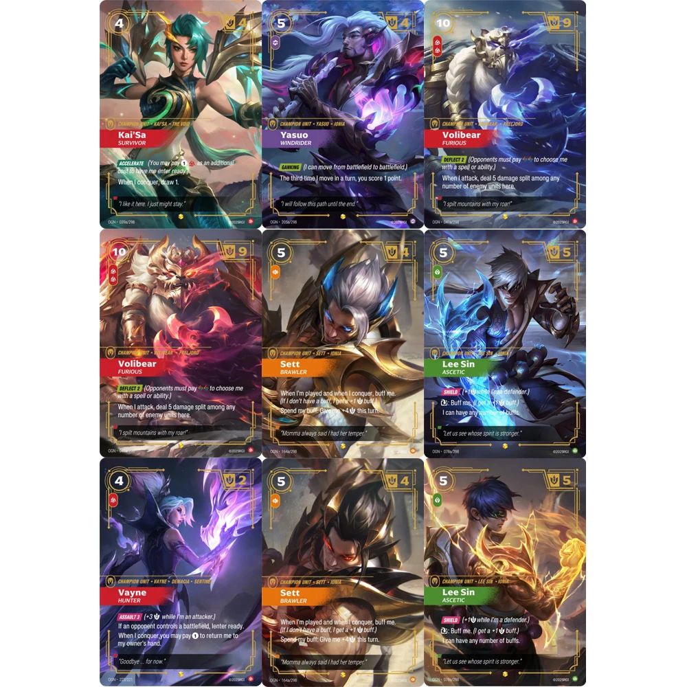Image of DIY League Of Legends Sammelkarten LeeSin Yone Jhin Sett Yasuo TCG Heißprägung Strukturierte Sammelkarte Hochwertig Gefertigt