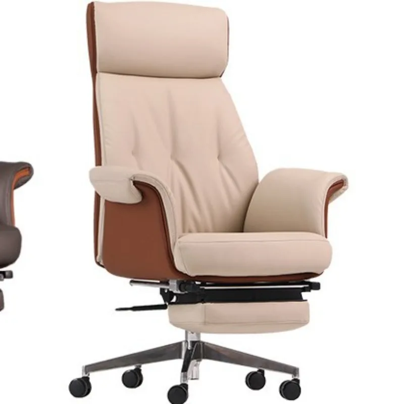 High-end leather boss office chair, 180 ° lunch break chair