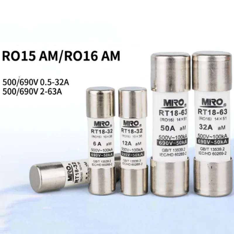 20PCS MRO RO15 AM R015 Electrical Fuses RT18-32X Fuses - 10x38mm 500V 690V 0.5A~32A