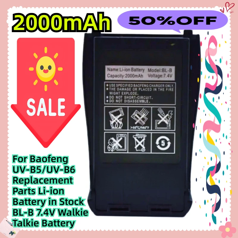 

For Baofeng UV-B5/UV-B6 Replacement Parts Li-ion Battery in Stock BL-B 7.4V 2000mAh Walkie Talkie Battery