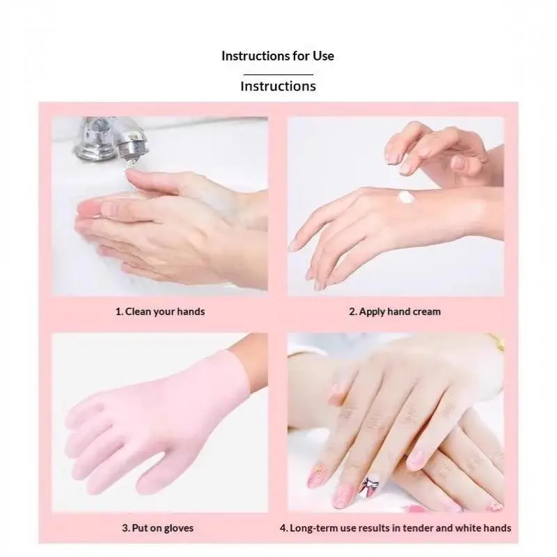1 Pair Moisturizing Reusable Silicone Hand Mask Glove Set Deep Nourishing For Dry Cracked Hand Home Spa Skincare Tool