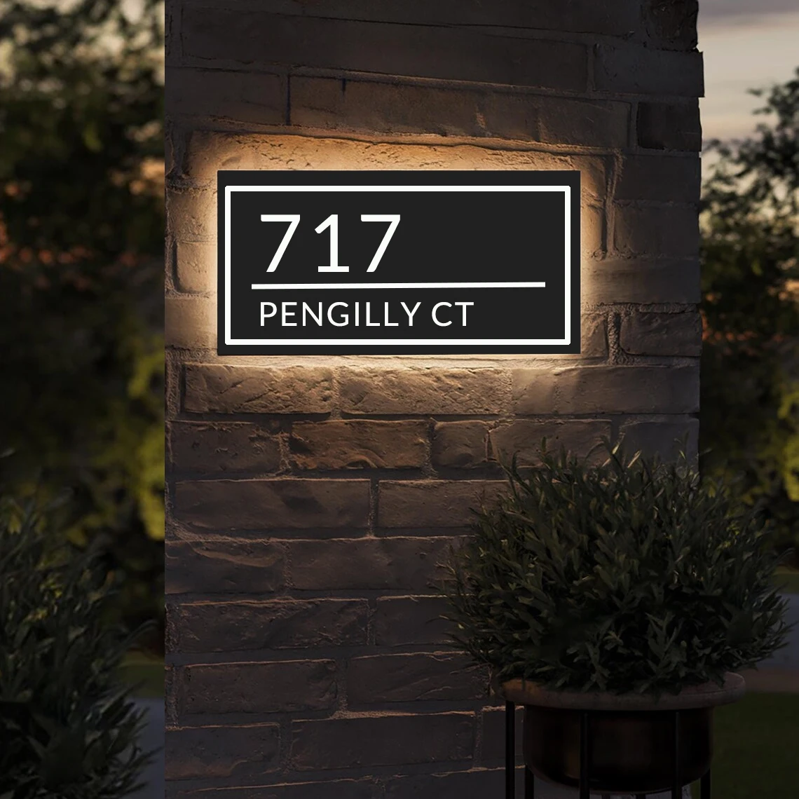 

Custom Illuminated House Number Address Sign for Outside Personalized Metal House Sign Lighted Address Plaque