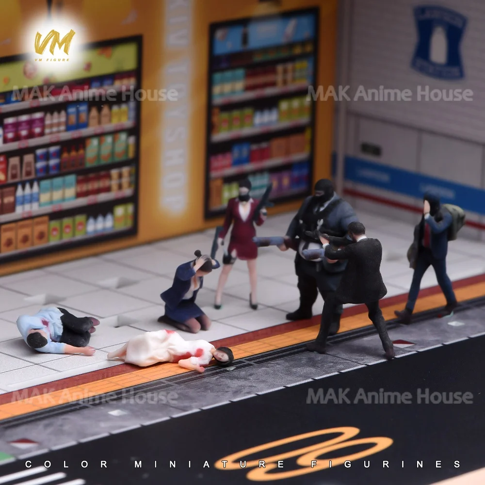 3D Print Figures 1/64 1/43 1/24 1/18 Masked Armed Robber Hostage Body Robbed Bank Overweight Men Realistic Model Scene Car Toys image 16
