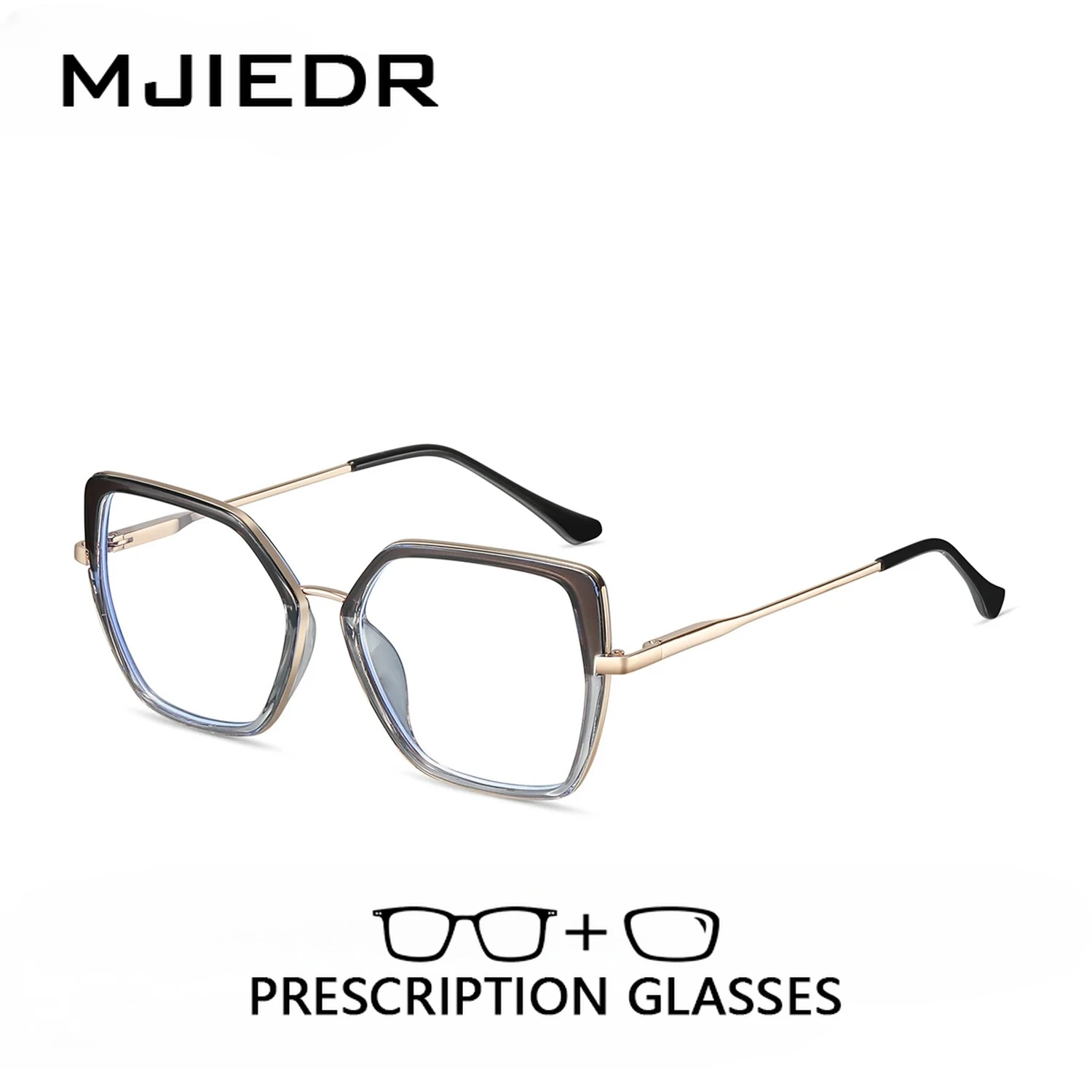 

MJIEDR Fashion Square Prescription Glasses Eyewear High-quality Metal Butterfly Myopia Glasses Woman Optical Eyeglasses
