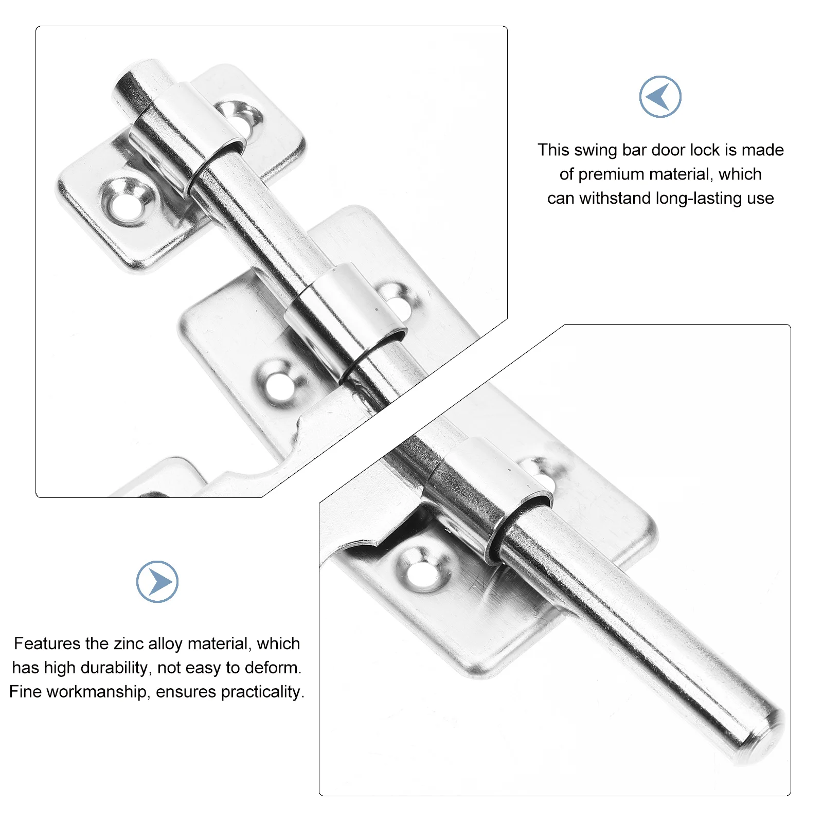 

2pcs Stainless Steel Slide Lock Latch For Bathroom Bedroom Interior Barrel Bolt Latch, Door Security Latch, Sliding Lock, Door