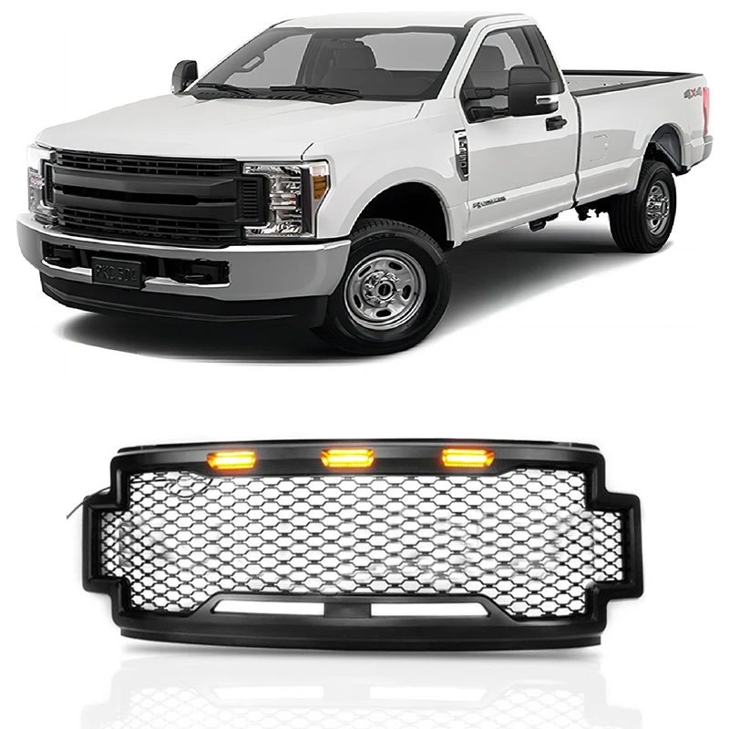 Spedking 2017 2018 2019 2020 Offroad 4x4 Truck Accessories raptor Grille with led amber light For ford F250 F350 F450