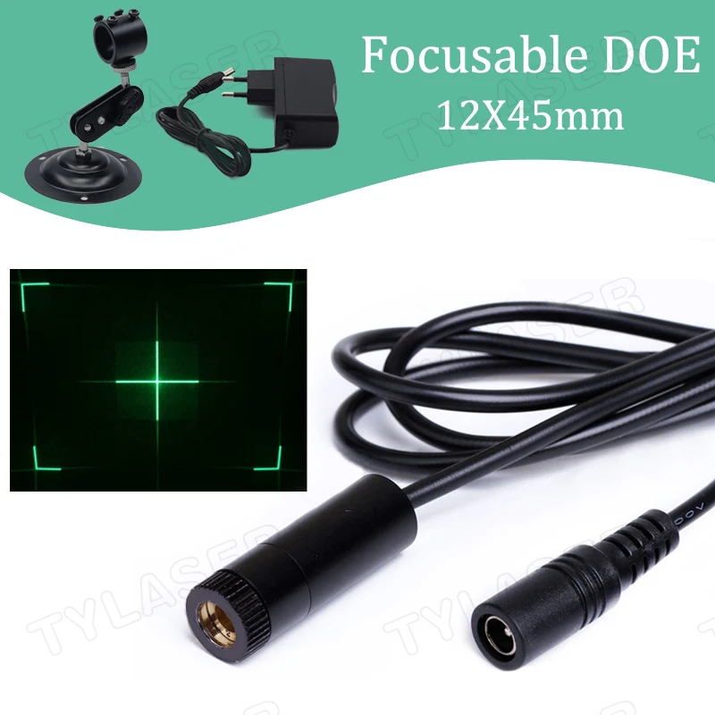 DOE Green Viewfinder Focusable Locator D12x45 505nm 10mw 30mw Laser Module for Cutting Positioning,Free with Bracket and Adapter