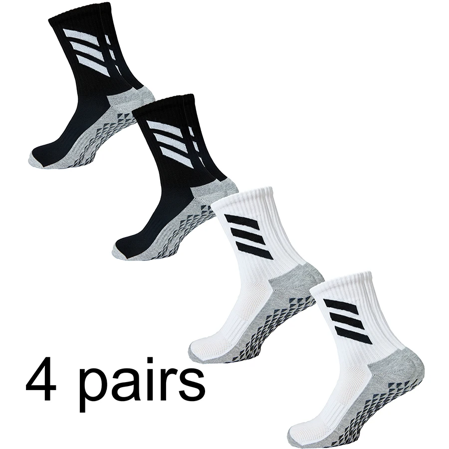 4 pairs of thick towel bottom sweat absorbing, odor proof, adhesive anti slip sports football socks image 3