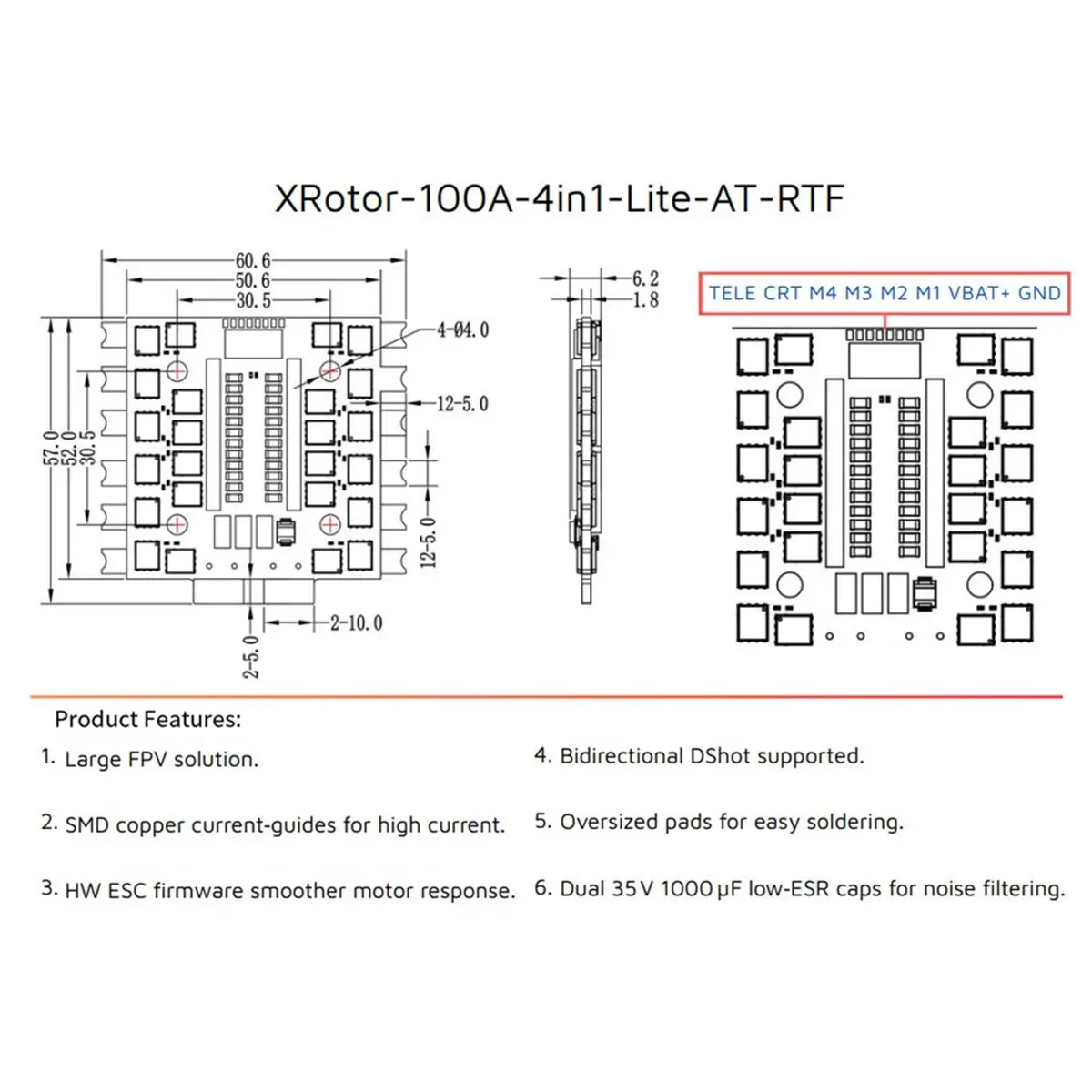 A64I RTF 100A 4in1 8S Lite AT ESC Bidirectional Dshot for 15-18 Inch 4- FPV Racing Drone