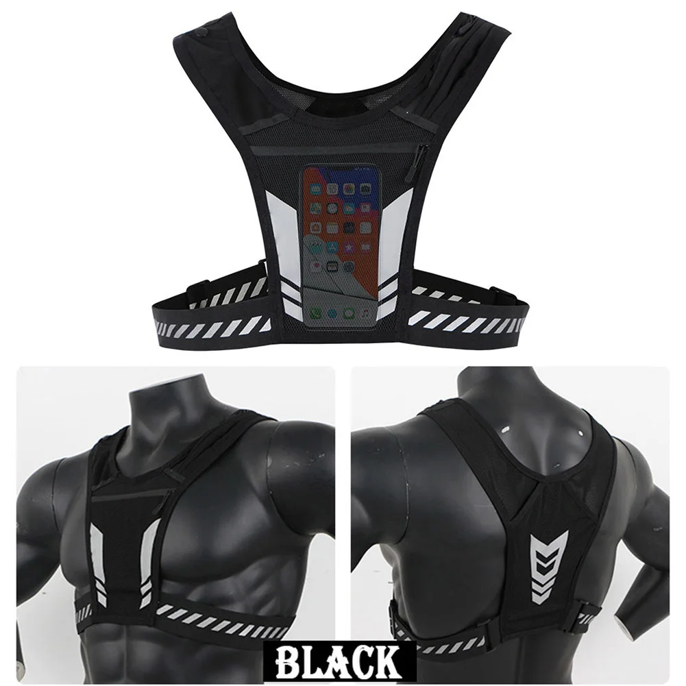 Running Phone Holder Vest Lightweight Cycling Vest Unisex Breathable Mesh Running Chest Pouch Adjustable Buckle for Summer