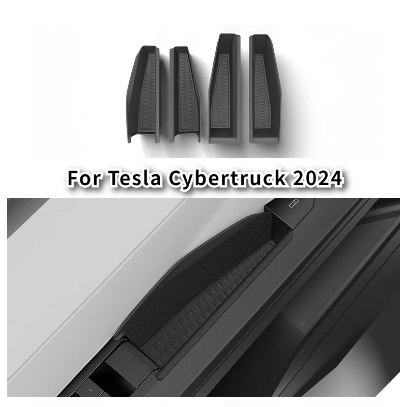 4PCS Door Handle Storage Box for Tesla Cybertruck 2024 Front Rear Door Handle Tray Hidden Organizer Accessories for Cyber Pickup