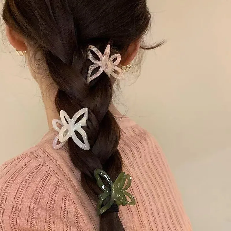 1PC High Color Value Romantic Spring Color Acetate Butterfly Grab Clip Temperament Aesthetic Hollow Bow Hair Clip Back of Head H