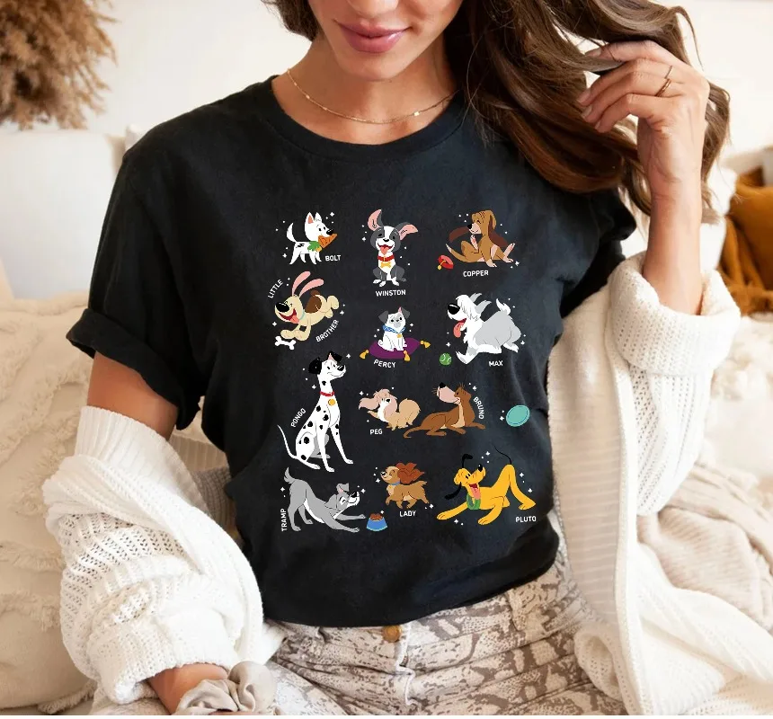 تي شيرت Disney Pets Movie Dogs Group Jumble تي شيرت Walt Disney World Disneyland Trip Gift Matching Family Shirts