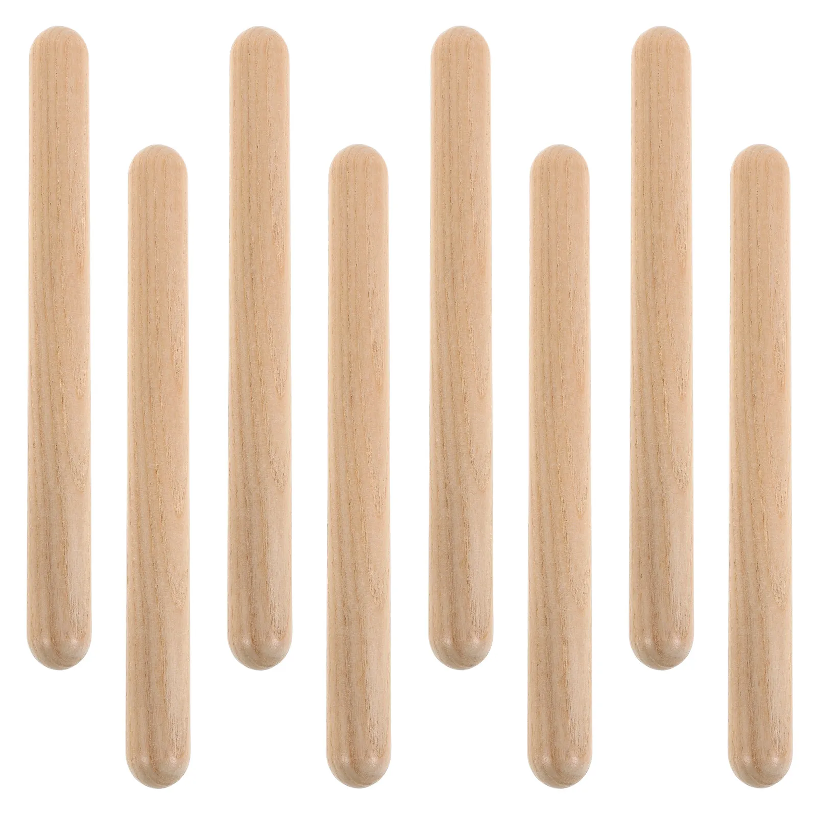 4 pares de claves de madera natural, palos de ritmo, instrumento de percusión de madera, educación musical para la primera infancia, palos musicales educativos