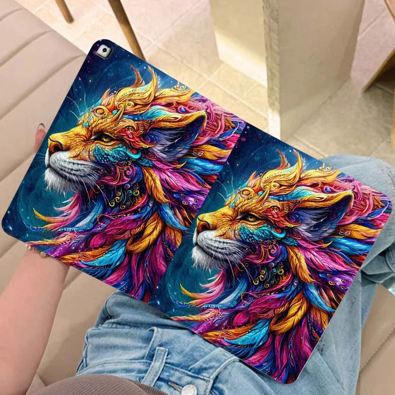 

Dragon Cartoon Art Fun Color For iPad Pro Air Mini 2 3 4 5 6 7 6th 7th 10th 11th 10.2 9.7 10.5 11 Foldable Tablet Case Gift