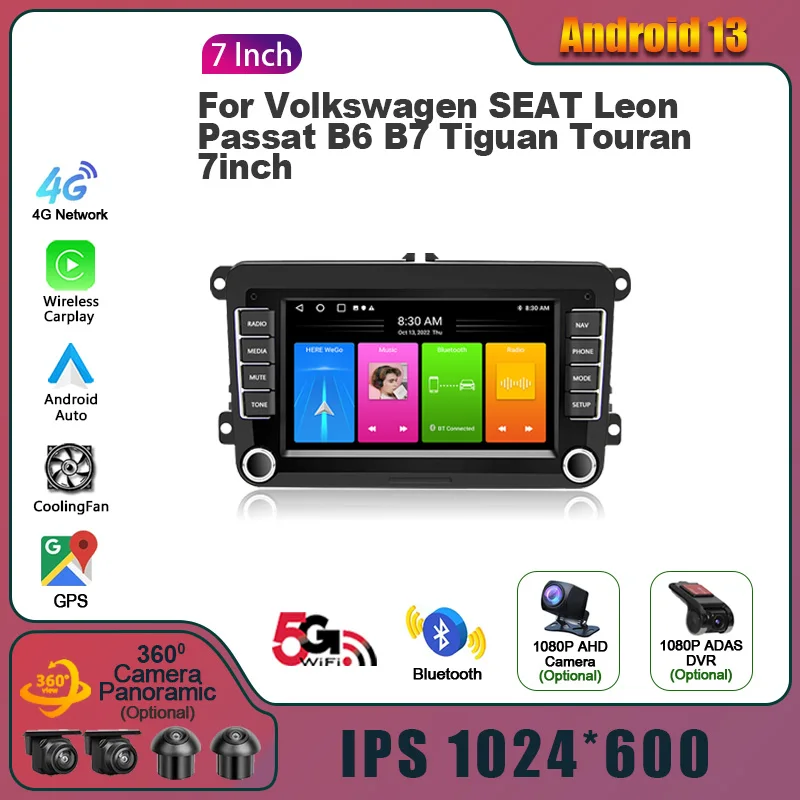 

AMG autoradio GPS Navi AI Carplay Android Car Radio For Volkswagen SEAT Leon Passat B6 B7 Tiguan Touran 7inch