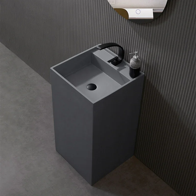 

Nordic Simple Toilet Column Basin Integrated Floor-to-ceiling Washbasin Balcony Column Basin Cement Gray Square