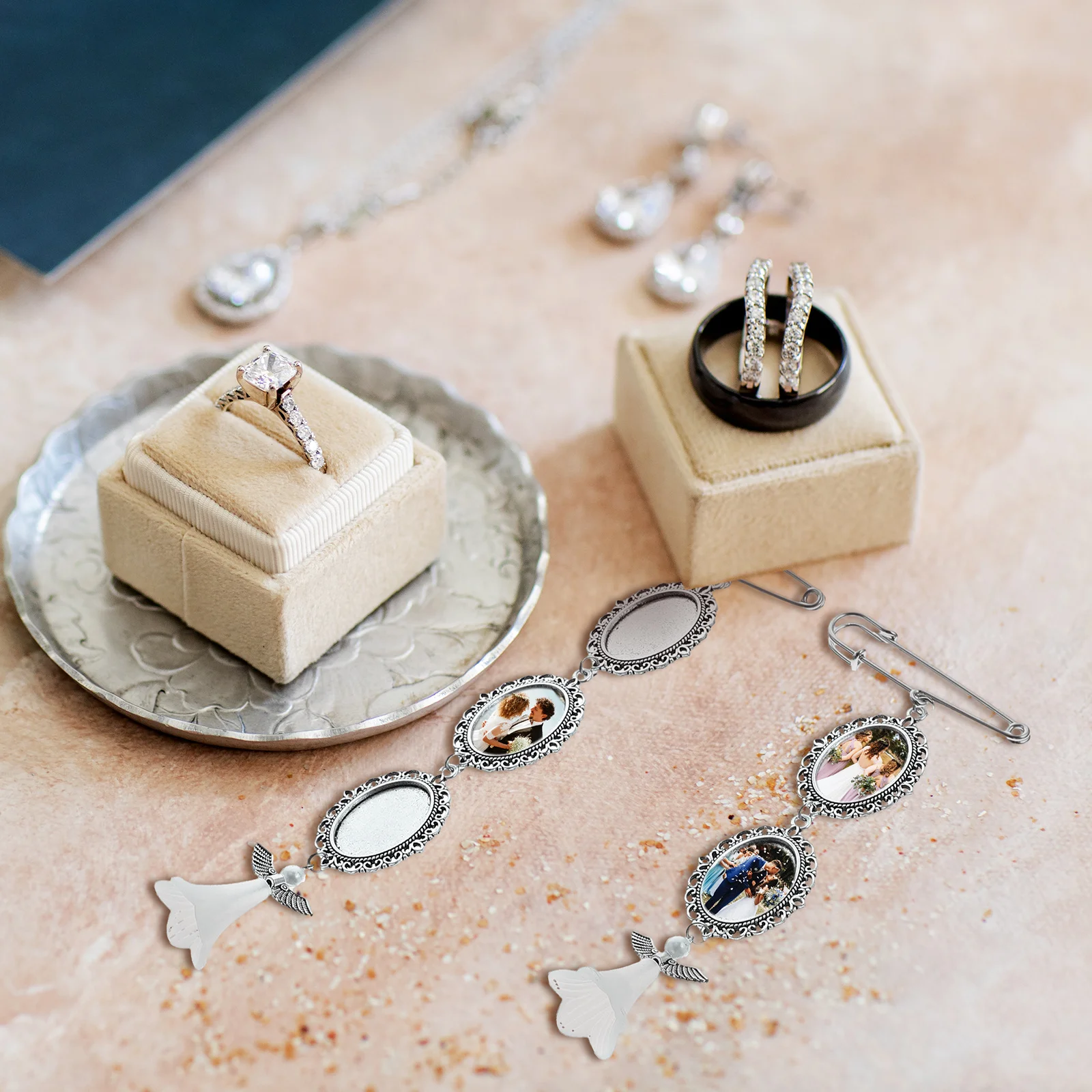 3 stuks bruidsboeket foto charmes gedenkteken hanger fotolijst charme DIY sieraden accessoires bruidsboeket foto charmes