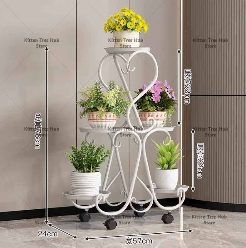 6 Pots Metal Plant Stand Flower Pot Display Rack  Planter Shelves Indoor Storage Shelf For Home Balcony Living Room Patio Garden