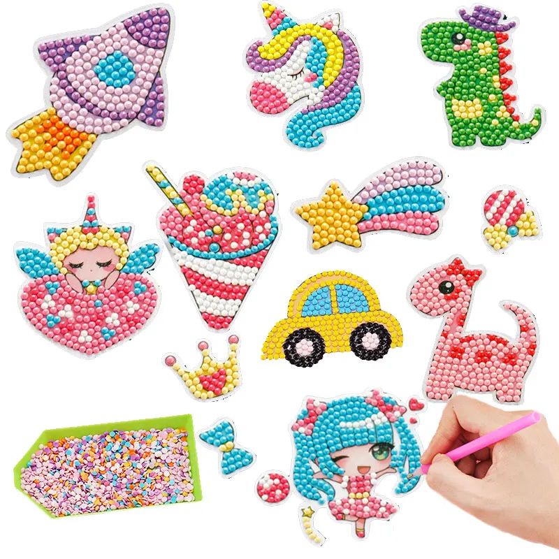 Children 5D DIY Diamond Painting Handmade Material Pack Cartoon Animated Sticker Paint by Digital Children Toys Birthday Gifts