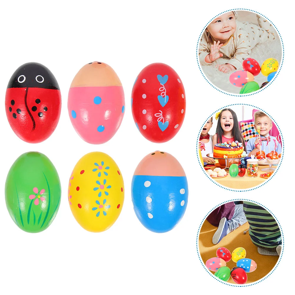 

6 Pcs Kids Toy Children's Toys Color Sand Egg Musical Percussion Instrument Eggs 700X400X400CM Wooden Shakers Toddler