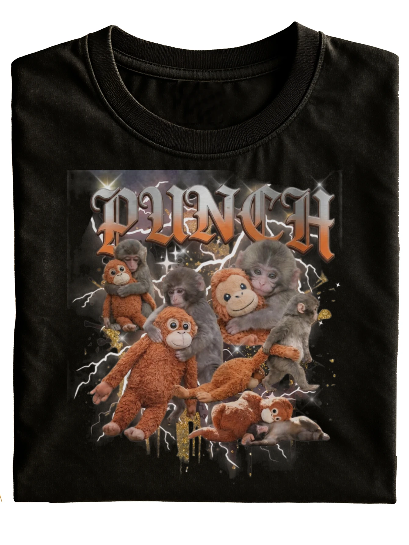 Team Punch New Style Funny Neutral T Shirt Black Punch Monkey Graphic And Text Design for Casual Wear Holiday Gift   Fashion Versatile Daily Leisure Outfit Short Sleeve, PLUS SIZE