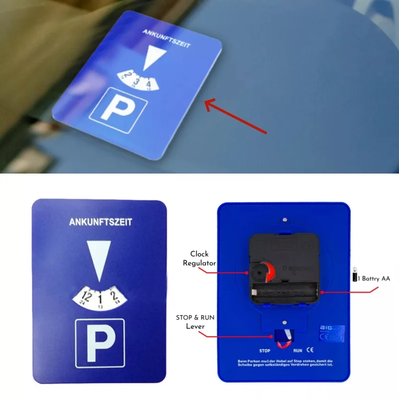 Car Electronic Parking Sign Timer Parking Clock Card Plastic Parking Sign Auto Decor Accessory Portable Car Parking Timer Clock
