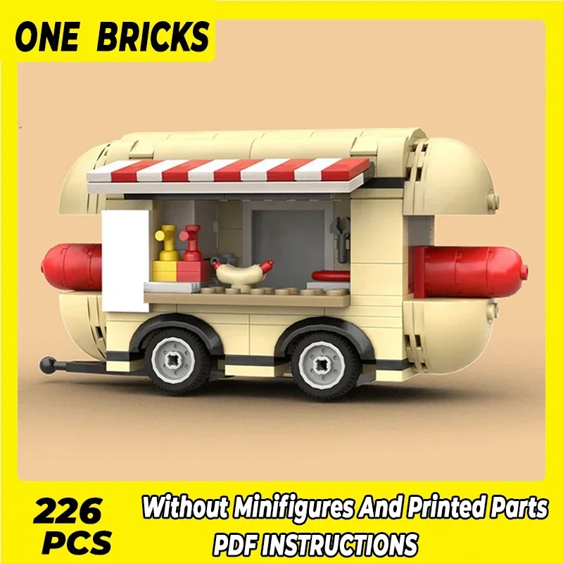 Moc Building Blocks Street View Model Hot Dog Fast Food Truck Technical Bricks DIY Assembly Famous Toys For Childr Holiday Gifts