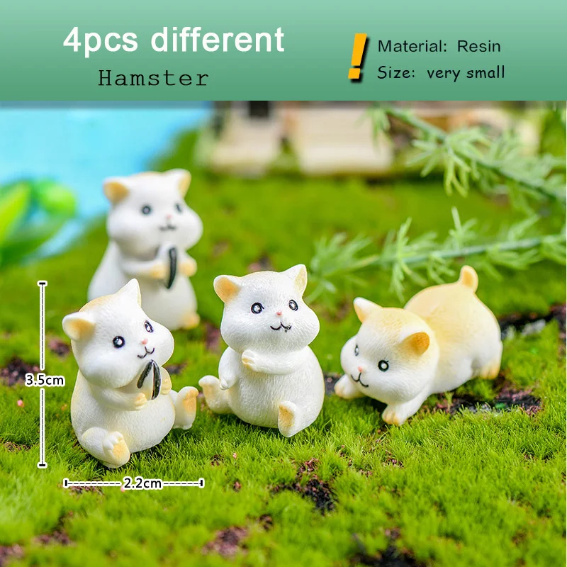Hamster Family Figurine Cartoon Simulated Animal Model Resin Craft Home Miniature Fairy Car Garden Decoration DIY Accessories