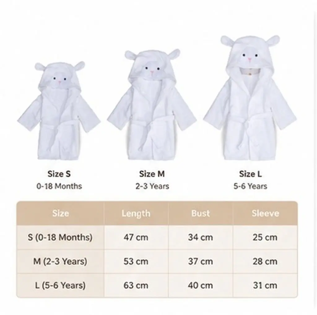 Cotton Baby Bathrobe with Hood & Belt, Soft Skin-Friendly Animal Design for Fast Drying, Size M (2-3 Years)