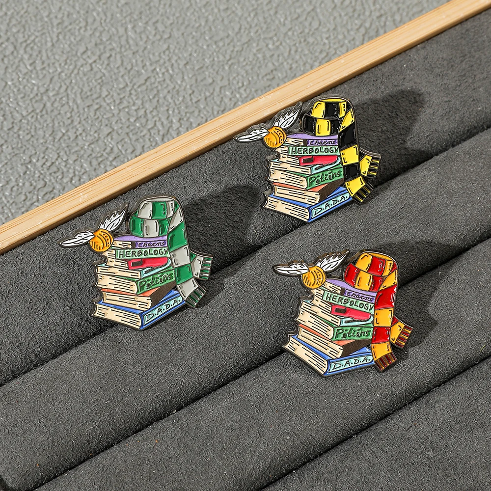 1pc Magic Book World Enamel Pin Wizard School Witch Scarf Pin Backpack Lapel Badge Gift for Kids and Friends view 4