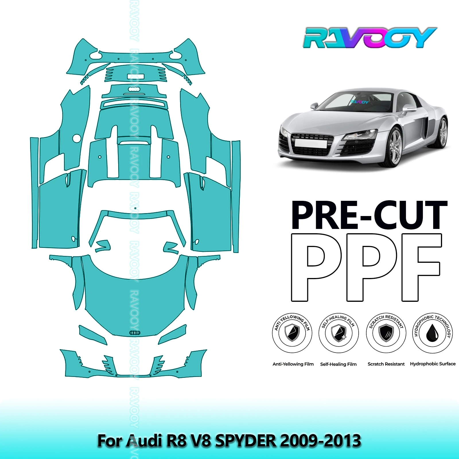 

Full Vehicle Clear Bra Precut PPF Paint Protection Film For Audi R8 V8 SPYDER 2009-2013