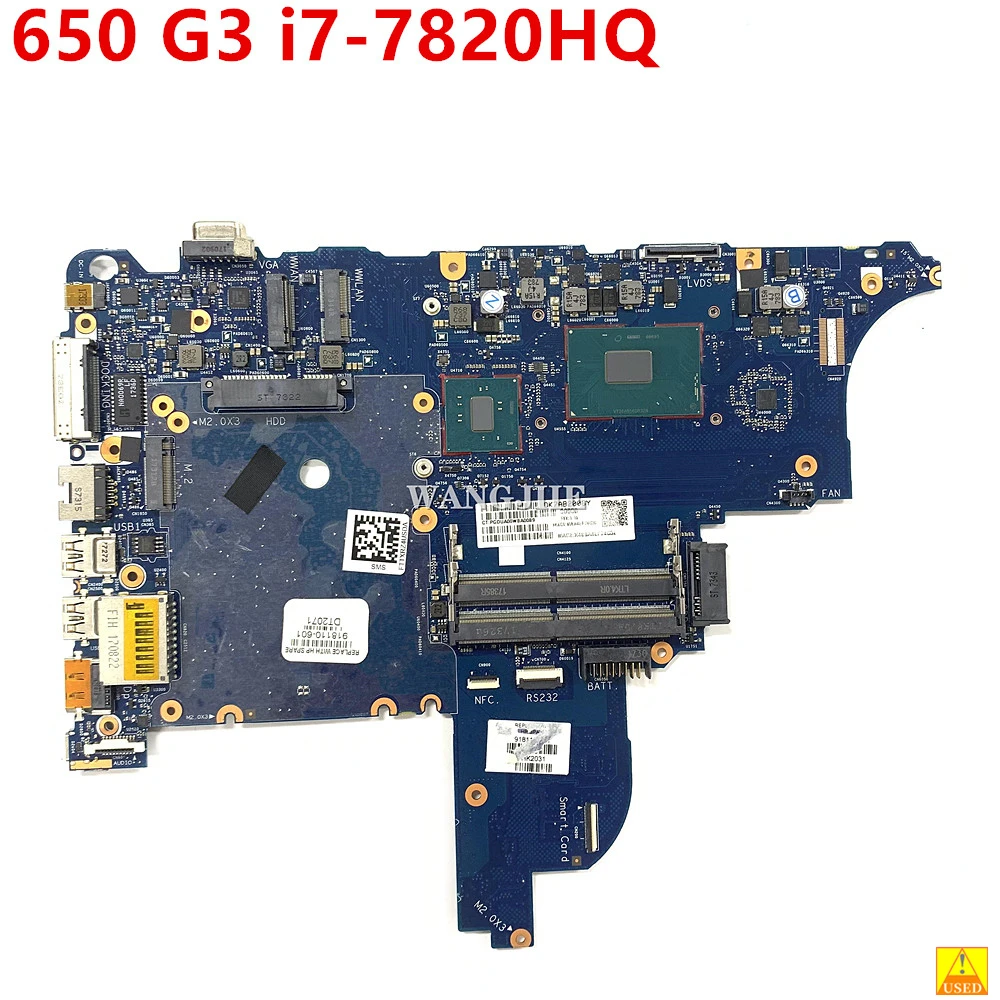 100% Werken Voor HP Probook 650 G3 Gebruikte Laptop Moederbord 6050a2868801-mb-601 918110-001 918110-601 918109-001 I7-7820HQ Cpu