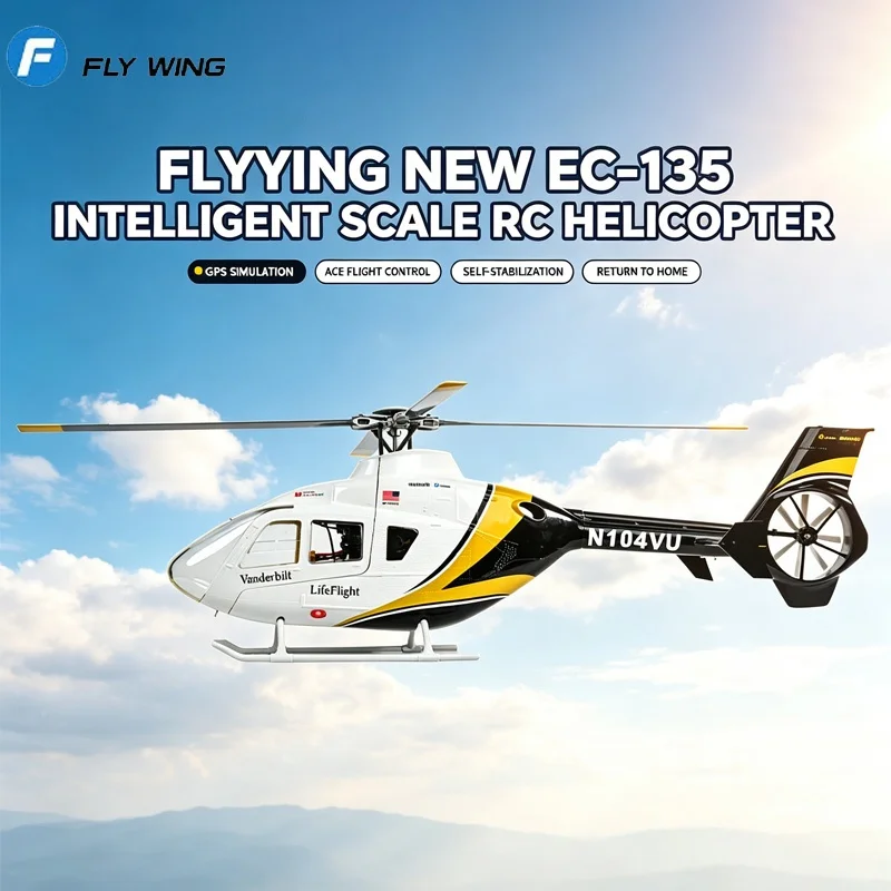 Flywing EC 135 RC Helicopter GPS Simulation Remote Control Aircraft ACE Flight Control Self Stabilization Return Hobby Toy