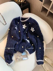 Autumn Winter Woman Vintage Cute Core Pullovers O-Neck Sweater Korean Fashion Jumper Pullovers Knitwear 2000s Aesthetic Chic New