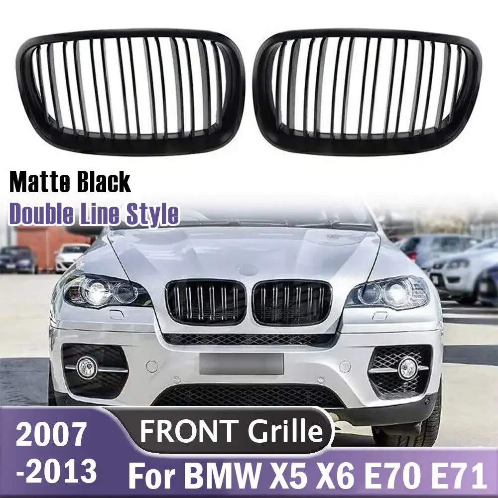 

For BMW X5 E70 X6 E71 2007-2013 ABS Car Kidney Racing Grille Car Front Bumper Grille Gloss Black