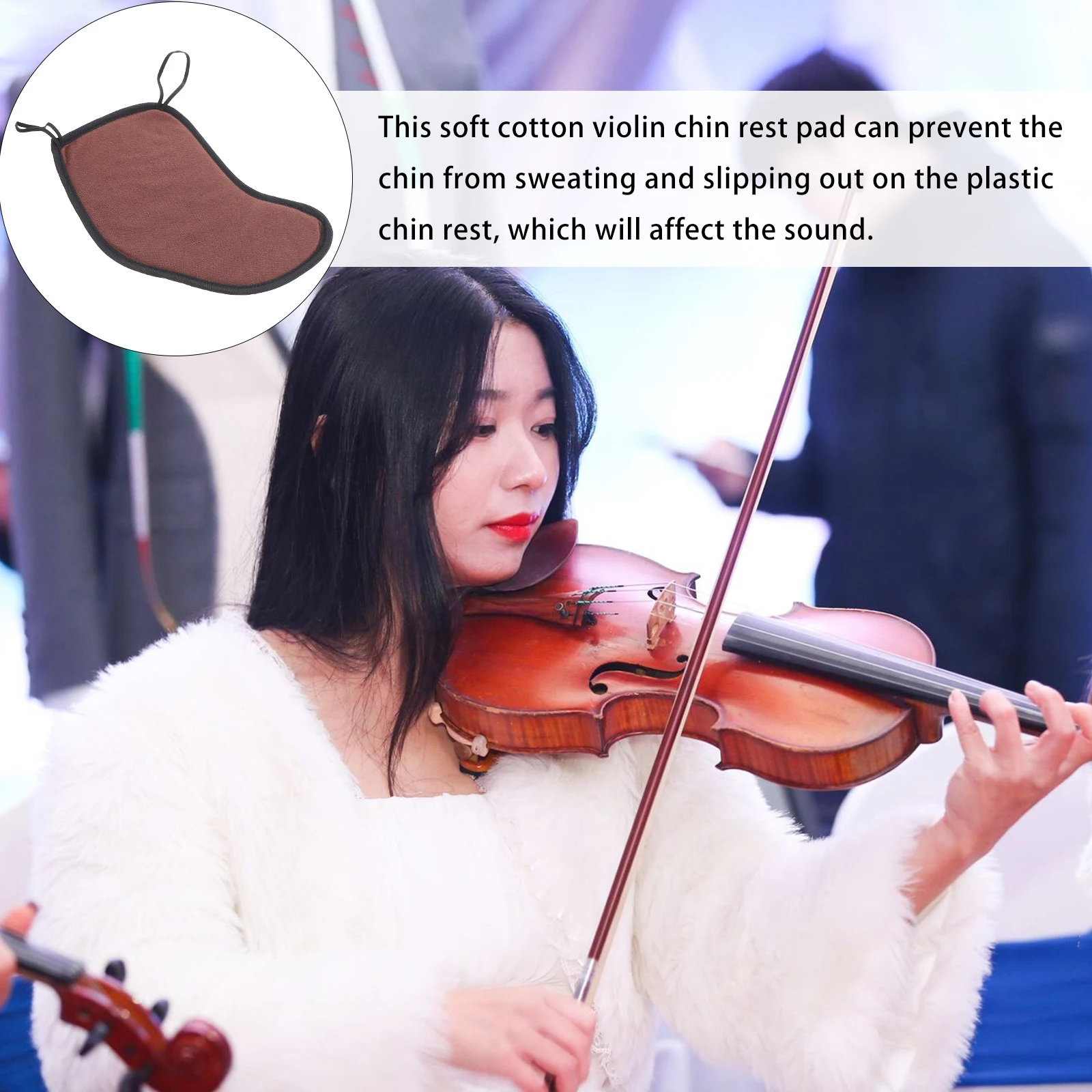 

1 pc Portable Cotton Violin Chin Rest Cover Skin-Friendly Anti-Slip Protection Pad Comfortable Instrument Accessory Supplies