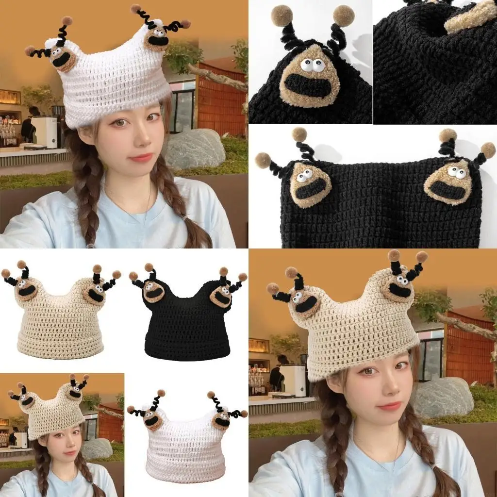 

Unisex Wool Hat Outdoor Winter Headwear Winter Warm Hat Lolitas Hat Ponytail Hat for Cold Weather Comfort Y08E