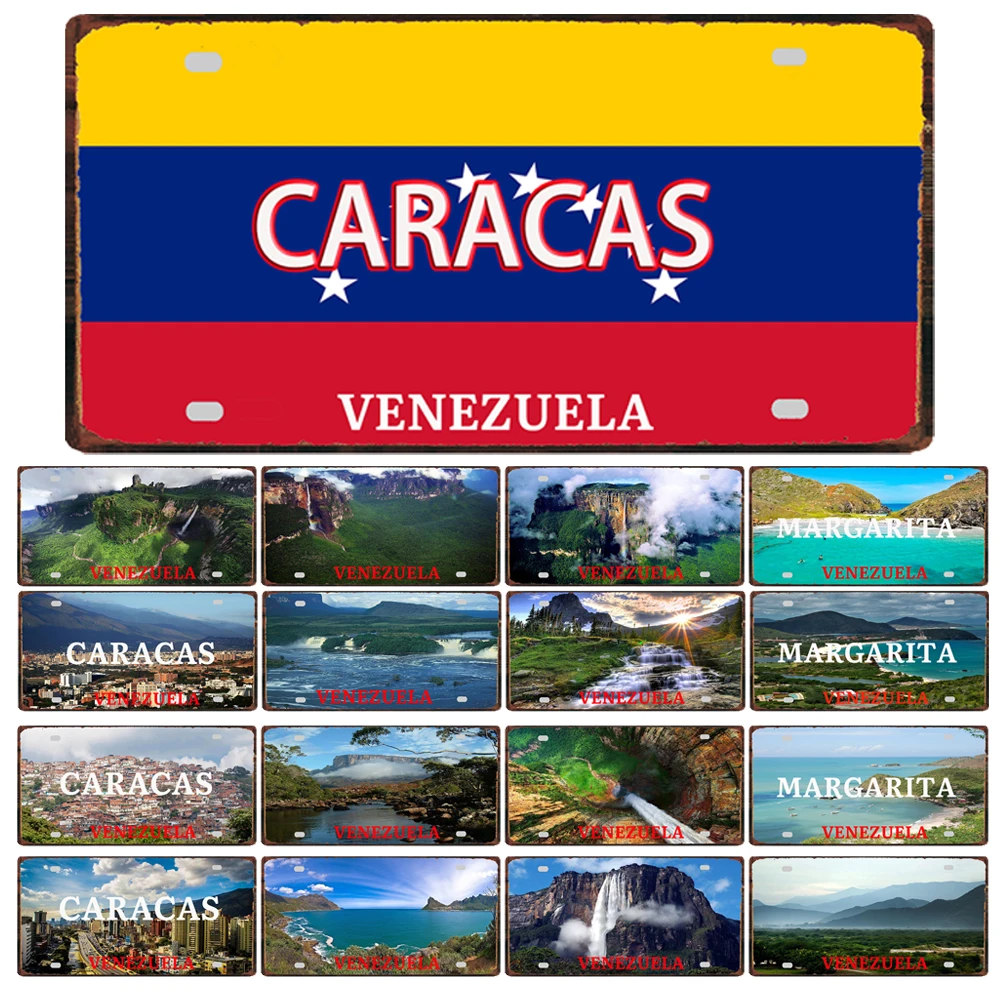 【YZFQ】 letrero de Metal de Venezuela, placa de estaño de Caracas, Margarita, letrero personalizado para pared, Bar, garaje, decoración del hogar, JM-0225 de 12x6 pulgadas