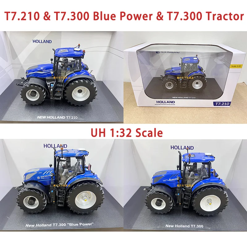 UH 1:32 Scale T7.210 & T7.300 Blue Power & T7.300 Tractor Farm Scene Alloy Agricultural Machinery Model Collection Souvenir